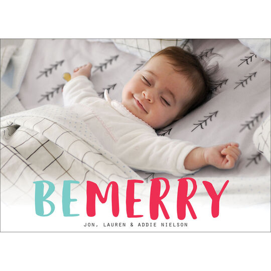 Colorful Be Merry Holiday Photo Cards